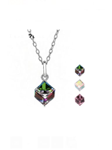 925 Sterling Silver Austrian Crystal Geometric Classic Necklace