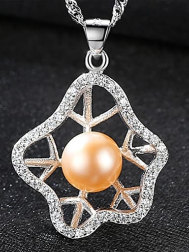 925 Sterling Silver  Fashion zircon Irregular Flower Pendant Necklace