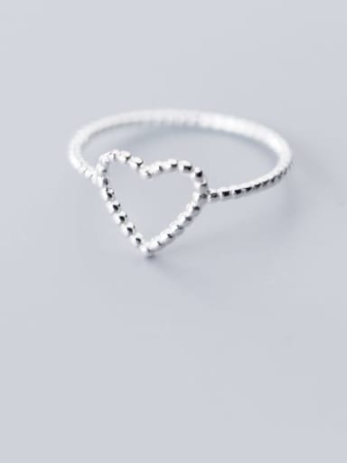 925 Sterling Silver Hollow  Heart Minimalist Free Size Ring