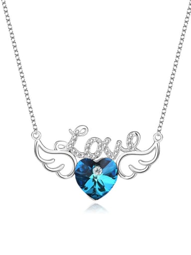 JYXZ 033 (Gradient Blue) 925 Sterling Silver Austrian Crystal Wing Classic Necklace
