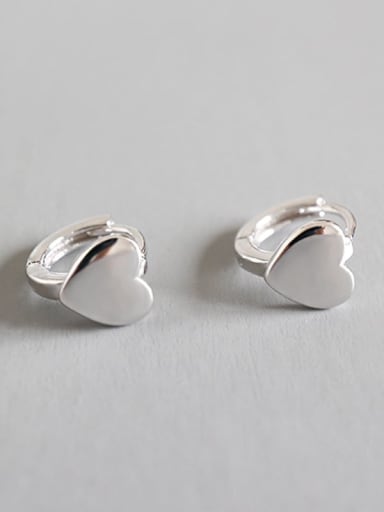 925 Sterling Silver Smooth Heart Minimalist Huggie Earring