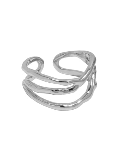 White gold [No. 12 Adjustable] 925 Sterling Silver Geometric Minimalist Stackable Ring