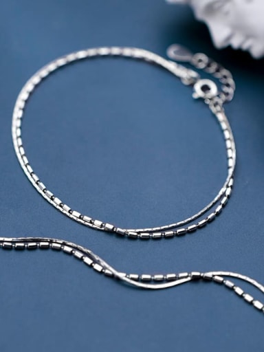 925 sterling silver simple double layer Chain Anklet