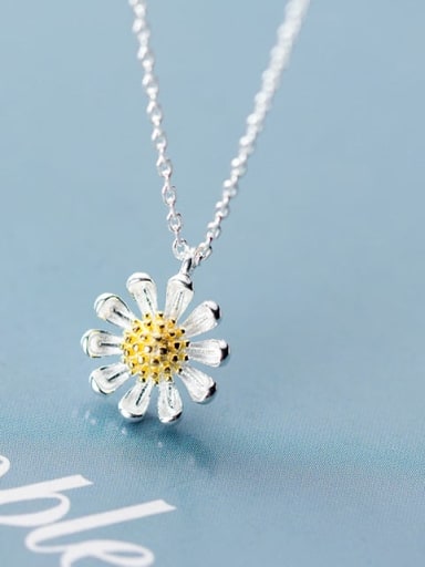 925 Sterling Silver Simple flower pendant Necklace