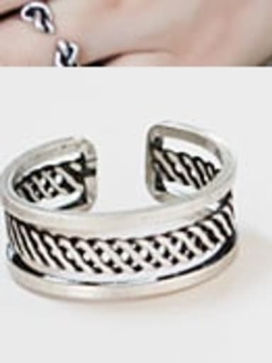 925 Sterling Silver Geometric Twisted Artisan Band Ring