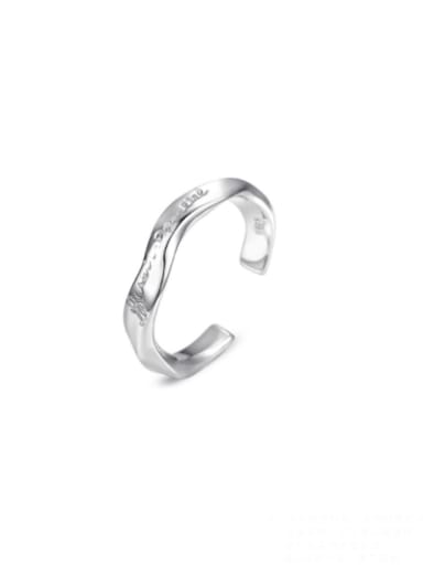 925 Sterling Silver With Platinum Plated Simplistic Irregular Free Size  Rings