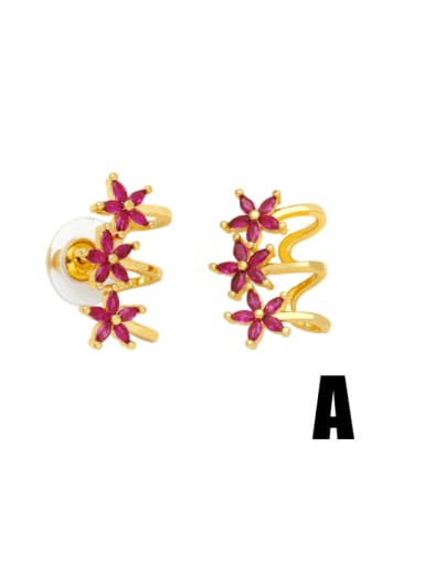 A Brass Cubic Zirconia Flower Vintage Hook Earring
