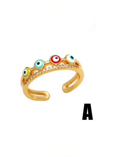 Brass Enamel Evil Eye Cute Stackable Ring