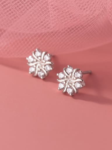 925 Sterling Silver Cubic Zirconia Geometric Minimalist Stud Earring