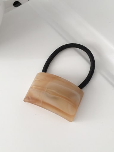 Rectangular wood grain yellow Cellulose Acetate Vintage Geometric arc high elastic head rope Hair Rope