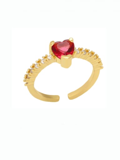 red Brass Cubic Zirconia Heart Vintage Band Ring