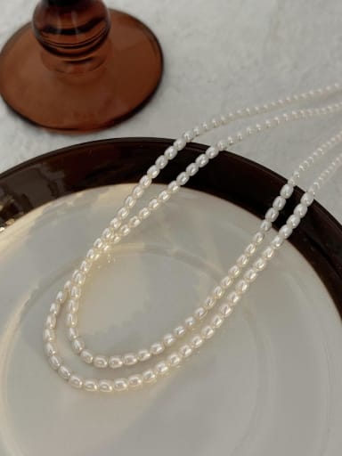 custom 925 Sterling Silver Imitation Pearl Irregular Minimalist Beaded Necklace