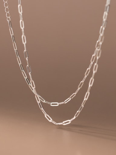 925 Sterling Silver Irregular Minimalist Hollow Geometric  Chain Necklace