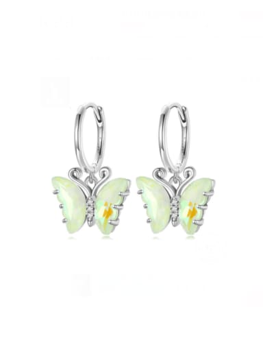 925 Sterling Silver Cubic Zirconia Butterfly Trend Huggie Earring