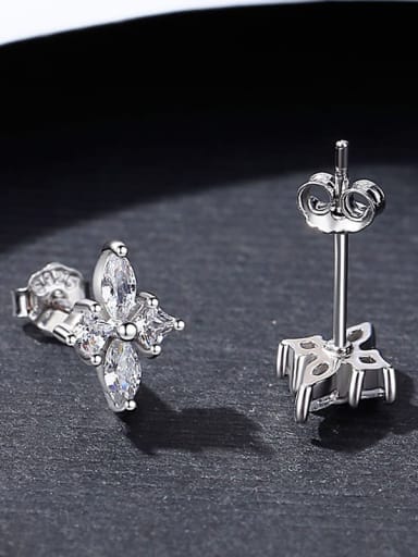 925 Sterling Silver Cubic Zirconia Cross Dainty Stud Earring