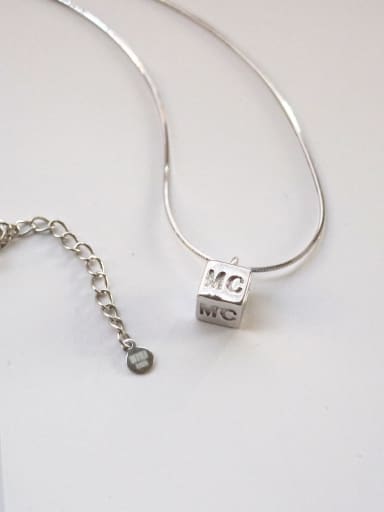 925 Sterling Silver  Simple retro square letters pendant Necklace