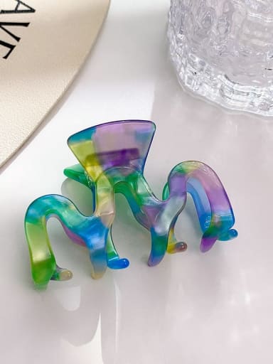 Green purple 6cm Cellulose Acetate Trend Irregular Alloy Multi Color Jaw Hair Claw