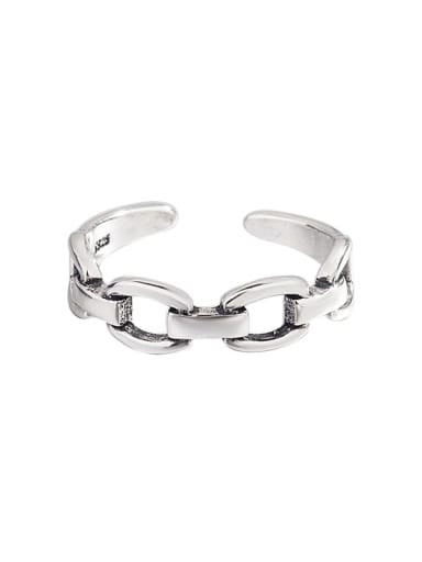 925 Sterling Silver Hollow Geometric Chain Vintage Midi Ring
