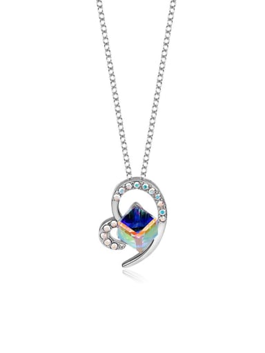 JYXZ 062 (AB color) 925 Sterling Silver Austrian Crystal Heart Classic Necklace