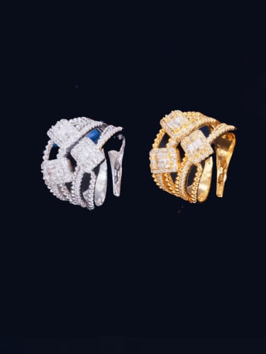 Brass Cubic Zirconia Irregular Luxury Stackable Ring