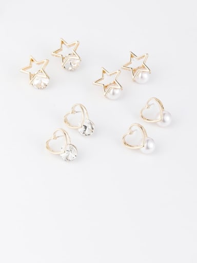 Zinc Alloy Imitation Pearl White Star Minimalist Stud Earring