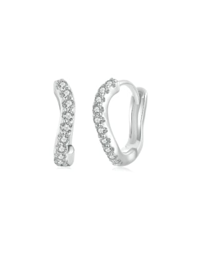 925 Sterling Silver Cubic Zirconia Geometric Dainty Clip Earring