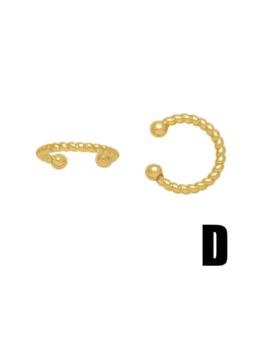 D Brass Geometric Hip Hop Clip Earring