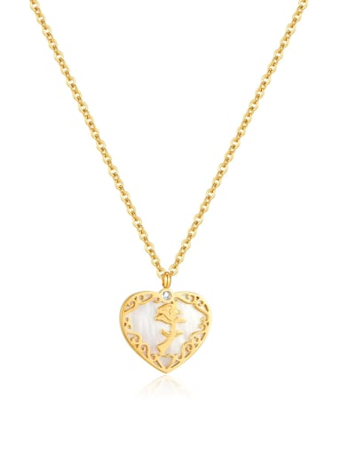 GX2265J Gold Titanium Steel Shell Heart Vintage Necklace