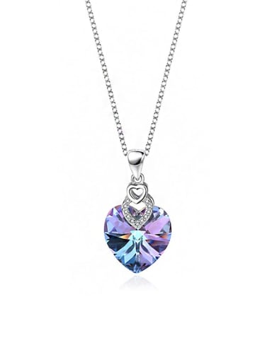 JYTZ 015 (necklace gradient purple) 925 Sterling Silver Austrian Crystal Heart Classic Necklace