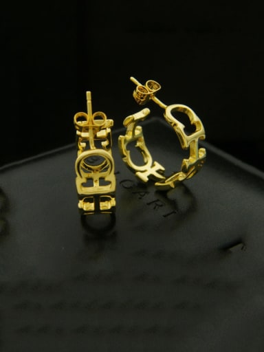 Copper Hollow Geometric Minimalist Stud Earring
