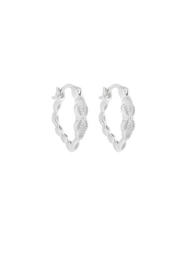 silvery 925 Sterling Silver Cubic Zirconia Geometric Minimalist Huggie Earring