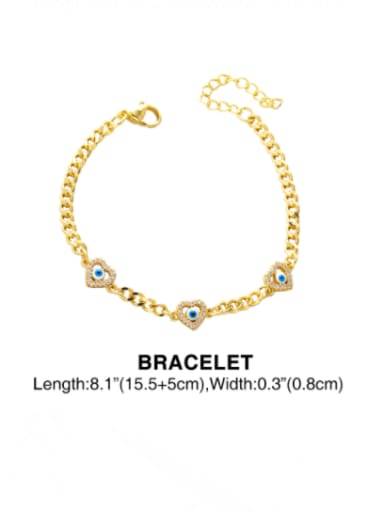 Bracelet Brass Cubic Zirconia Enamel Heart Vintage Necklace