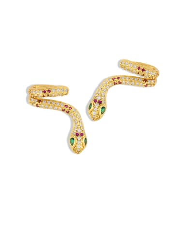 Brass Cubic Zirconia Snake Vintage Stud Earring