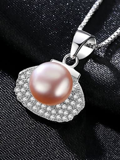 Purple 6B02 925 Sterling Silver Freshwater Pearl multi color fashion Shaped Pendant Necklace