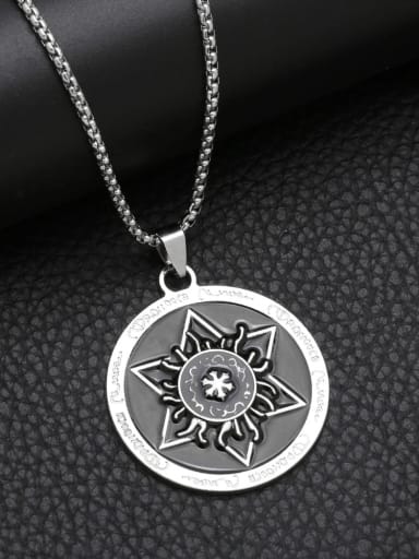 Stainless steel Chain Alloy Pendant  Geometric Hip Hop Long Strand Necklace