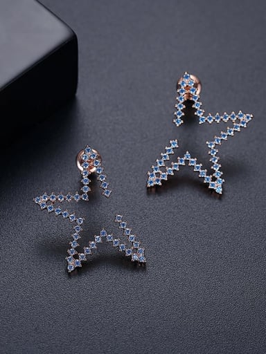 Copper Cubic Zirconia Star Minimalist Stud Earring