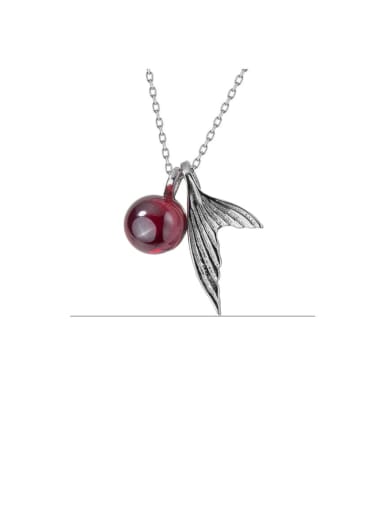 925 Sterling Silver Vintage fishtail pendant Necklace
