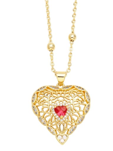 C Brass Cubic Zirconia Heart Trend Necklace
