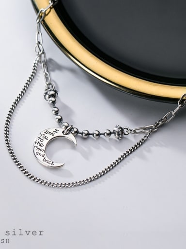 925 Sterling Silver Moon Vintage Multi Strand Necklace