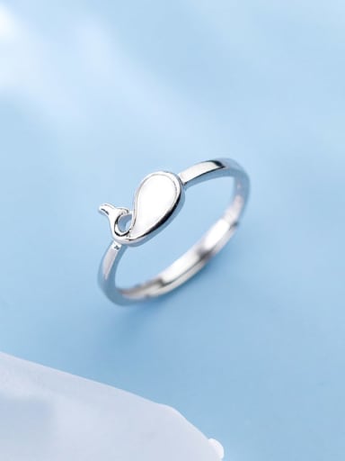 925 Sterling Silver  Fashion Simple Cute Seashell Dolphin Free Size Ring