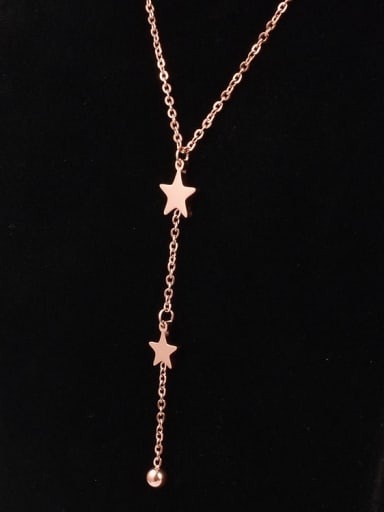 Titanium Smooth  Star Minimalist Lariat Necklace