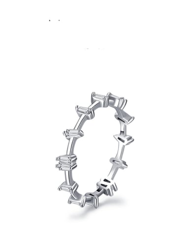 RHR806S 925 Sterling Silver Cubic Zirconia Geometric Minimalist Band Ring
