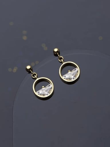 Gold 925 Sterling Silver Cubic Zirconia Geometric Minimalist Drop Earring