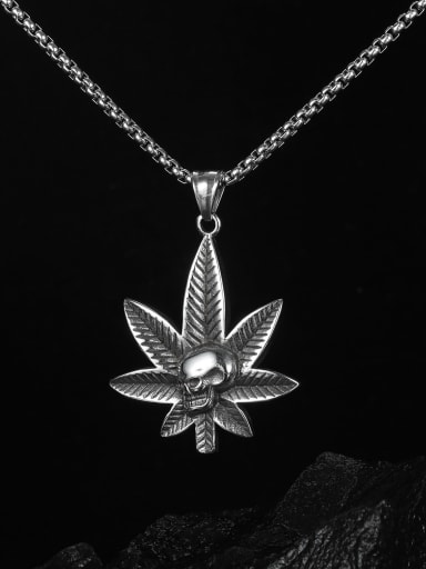 Titanium Steel Leaf Hip Hop Necklace