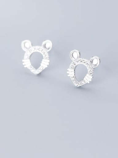 925 Sterling Silver Minimalist Hollow Mouse  Stud Earring