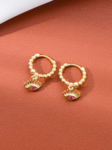 ES2283 [Gold] 925 Sterling Silver Cubic Zirconia Evil Eye Trend Huggie Earring