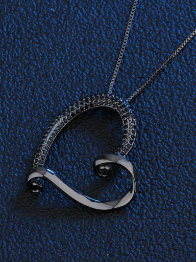 Black gold (black nano) Copper Cubic Zirconia Heart Vintage Pendant Necklace