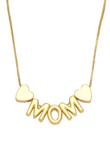 mom Brass Letter Minimalist  Heart Pendant Necklace