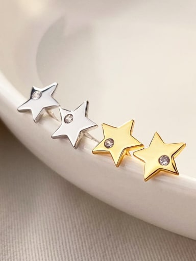 925 Sterling Silver Rhinestone Star Minimalist Stud Earring