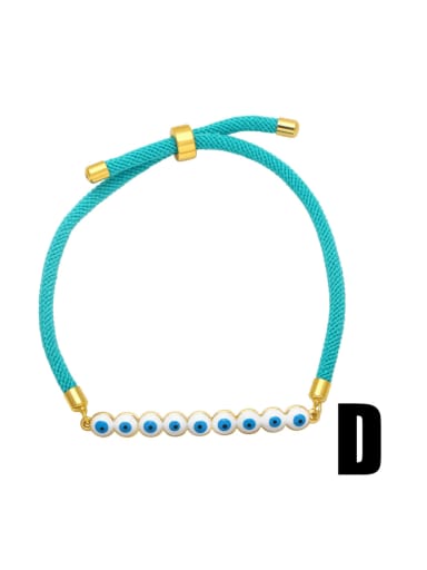 D (white blue) Brass Cubic Zirconia Multi Color Enamel Evil Eye Vintage Adjustable Bracelet